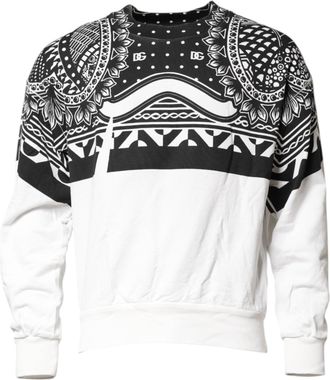 Dolce & Gabbana Black White Bandana Cotton Men Sweatshirt Sweater And Clothing