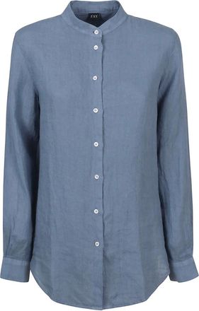 Fay Shirts, female, Blue, M, Clear Blue Linen Shirt