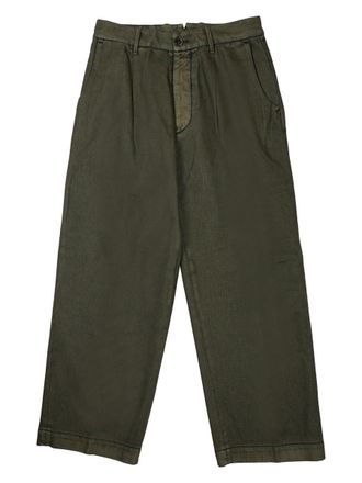 Nine In The Morning Olive Green Wide-Leg Cotton Pants