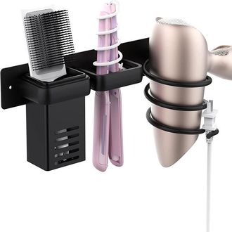 OEM Soporte Para Secador De Pelo, Soporte De Pared Para Secador Y Plancha De Pelo, Para Guardar Cepillos Y Secadores De Pelo, Para Ba&ntilde;o, Negro