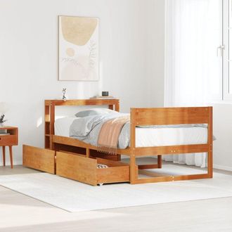 vidaXL Estructura De Cama Sin Colch&oacute;n Madera Maciza Marr&oacute;n 75x190 Cm Vidaxl