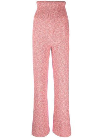 Off-white Diag-stripe knit trousers - women - Polyester/Cotton - 36 - Pink