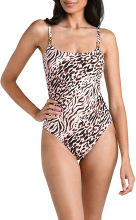 La Blanca Fierce Territory One-Piece Swimsuit in Taupe at Nordstrom, Size 14