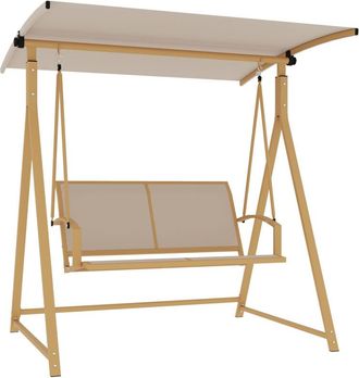 OUTSUNNY Columpio De Jard&iacute;n Exterior De 2 Plazas Con Toldo Ajustable Protecci&oacute;n Uv 30+ Y Estructura De Metal Carga 220 Kg 160x112x162 Cm Gris Oscuro