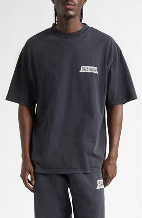 Balenciaga Masking Tape Logo Dry Jersey T-Shirt in 1041 Faded Washed Black at Nordstrom, Size Xx-Large