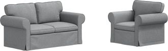vidaXL Juego De Sof&aacute; 2 Uds. Gris Claro Tela Vidaxl