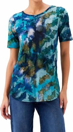 Karen Kane Short Sleeve Burnout Shirttail Top In Teal
