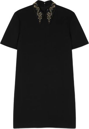 Versace Abito corto con scollo decorato - Nero