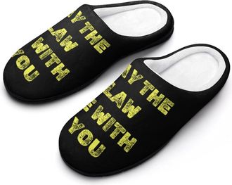 Generic May The Law Be With You Slippers Men Winter Warm Cotton Anti-Slip Indoor Slip-Ons House Shoes