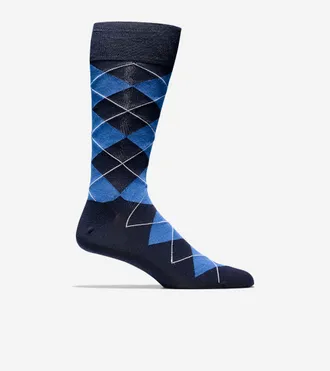 Cole Haan Mens Classic Argyle Crew Socks - Blue