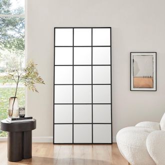 Furniturebox Yoko Large Full Length Black Industrial Frame Window Wall Mirror