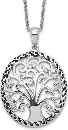 Diamond2Deal Sterling Silver Cubic Zirconia Antiqued Tree of Life Necklace