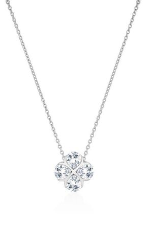 Crislu Four Stone Pendant Necklace in Pure Platinum /Clear Stone at Nordstrom, Size 16 In