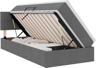 vidaXL Storage Bed with Mattress with Mattress Dark Grey 100 x 200 cm vidaXL