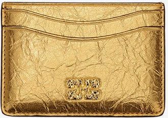 Ganni Gold Bou Card Holder in Metallic
