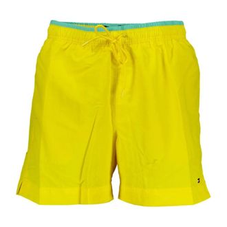 Tommy Hilfiger Beachwear, male, Yellow, Size: XL Yellow Mens Swim Shorts with Embroidery