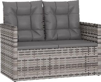 vidaXL Banco De Jard&iacute;n Con Cojines Rat&aacute;n Sint&eacute;tico Gris 105 Cm Vidaxl