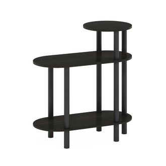 Furinno 3-Tier Oval Sofa Side Table, End Table with Open Shelves, Espresso/Black