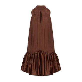 Rotate ROTATE Birger Christensen, Party Dresses, female, Brown, Size: S Short Dress With Draping