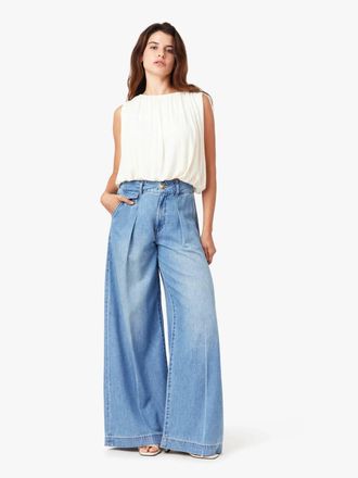 Habitual Pleated Denim Trousers In Blue Bell