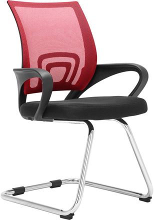 Clp Silla basculante con patas de metal y asiento en Tela Rojo