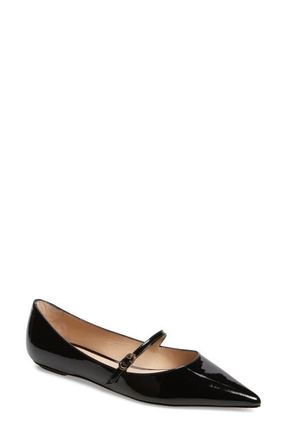 Stuart Weitzman Emilia Mary Jane Flat in Black Patent at Nordstrom, Size 6.5