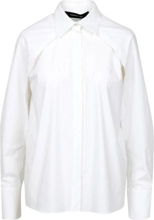 Federica Tosi Shirt met Cape-schouder - Dames - Overhemden - Wit - L - Katoen - Overhemden