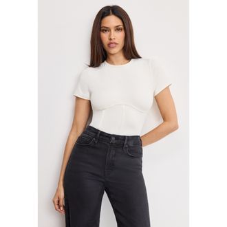Good American Womens Weightless Sculpting Corset Bodysuit | White, Size Small | Good American by Khlo&Egrave; Kardashian