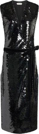 Alberta Ferretti Sequin midi jurk - Dames - Feestkleedjes - Zwart - XL - Polyester - Kleedjes