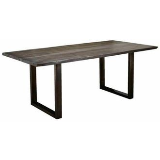 Massivmoebel24 freeform 0303 Tavolo da pranzo in legno di sheesham - laccato / smoked oak 180x90x78