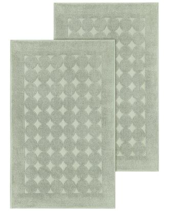Linum Home Textiles Set Of 2 Turkish Cotton Sinemis Circle Design Bath Mats