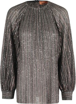 Missoni Paillet Cirkel Hals Sweater - Dames - Blouses - Bruin - S - Pailletten - Overhemden