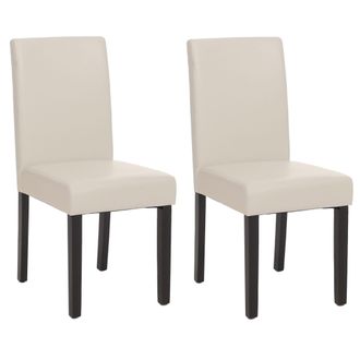 Hhg Juego De 2 Sillas De Comedor Silla De Cocina Littau, Polipiel, Blanca, Patas Oscuras