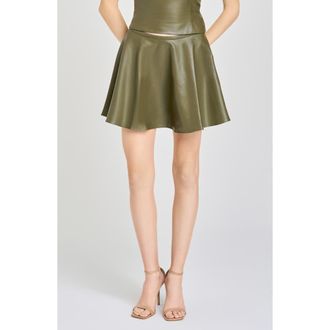 Wayf Veronica Faux Leather Miniskirt in Olive at Nordstrom, Size X-Large