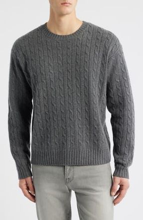 Frame Denim Cabled Cashmere Crewneck Sweater in Charcoal at Nordstrom Rack, Size Xx-Large
