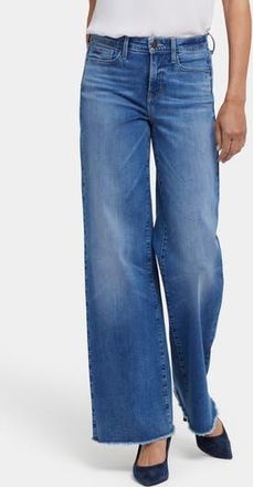 NYDJ Teresa Frayed Wide Leg Jeans in Picasso Lake at Nordstrom Rack, Size 12