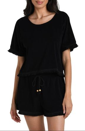 La Blanca Wild Nomad Fringe Trim Cover-Up Shirt in Black at Nordstrom, Size X-Small