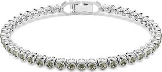 Swarovski Imber Bezel Set Crystal Tennis Bracelet in Rhodium/green at Nordstrom, Size Medium