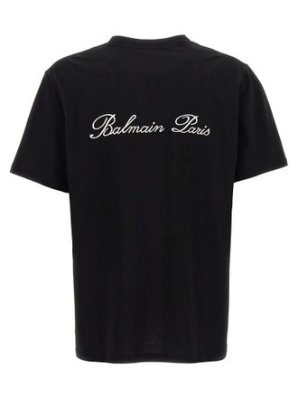 Balmain Logo-Embroidered T-shirt - Black