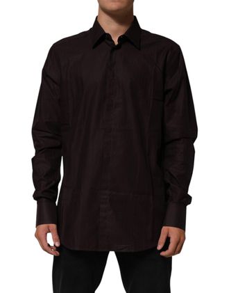 Dolce & Gabbana Mens Brown Cotton Longsleeve Martini Dress Shirt
