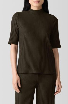Eileen Fisher Mock Neck Rib Top in Wren at Nordstrom Rack, Size X-Large