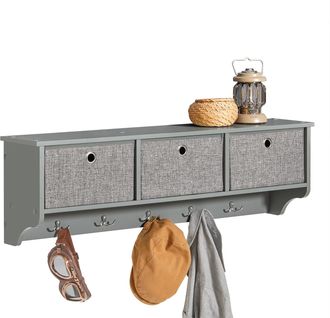 SoBuy Perchero Moderno De Pared Estanter&iacute;a De Pared Con 5 Ganchos Y 3 Cajones L100 Cm Sobuy Frg282-hg Es