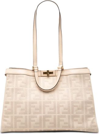 Fendi Pre-owned Fendi Zucca Embroidered Canvas Peekaboo X Tote 8BH374