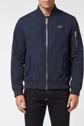 Philipp Plein Bomber in tessuto tecnico con logo a contrasto e chiusura a zip