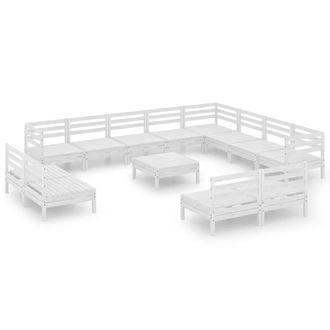vidaXL Juego De Muebles De Jard&iacute;n 13 Piezas Madera Maciza Pino Blanco Vidaxl