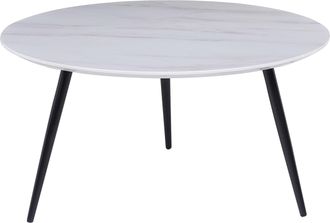 Beliani Beliani - Mesa De Centro Efecto M&aacute;rmol Blanco Negro 79 Cm Mdf Sala De Estar Dormitorio Effie