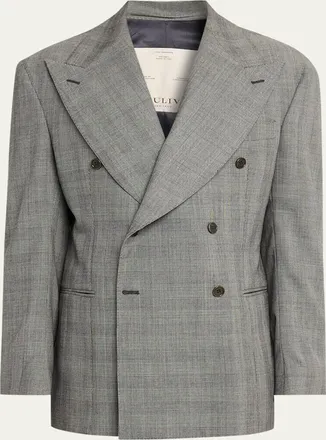 Giuliva Heritage Collection Mens Stefano Glen Plaid Wool Double-Breasted Blazer