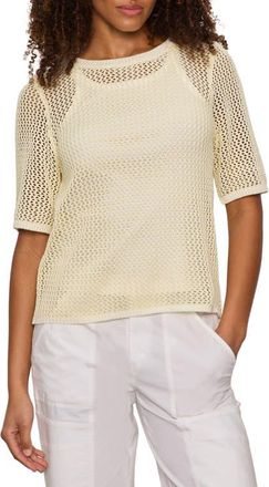 Sanctuary Open Stitch Short Sleeve Sweater in Lemon Drop Yellow at Nordstrom, Size X-Small