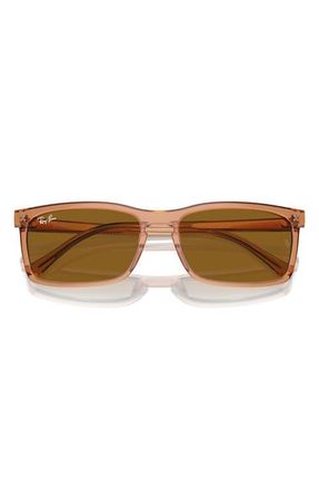 Ray-Ban 59mm Rectangular Sunglasses in Transparent Brown at Nordstrom