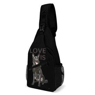 Generic Black German Shepherd Shepard Unisex Shoulder Bags Casual Crossbody Chest Bag Sling Backpack for Hiking Cycling Travel